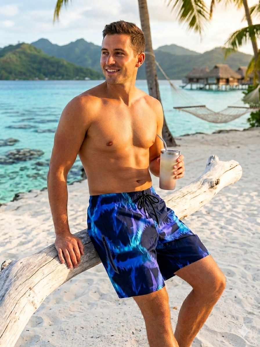 Adidas Shark Badshorts - Blå Print