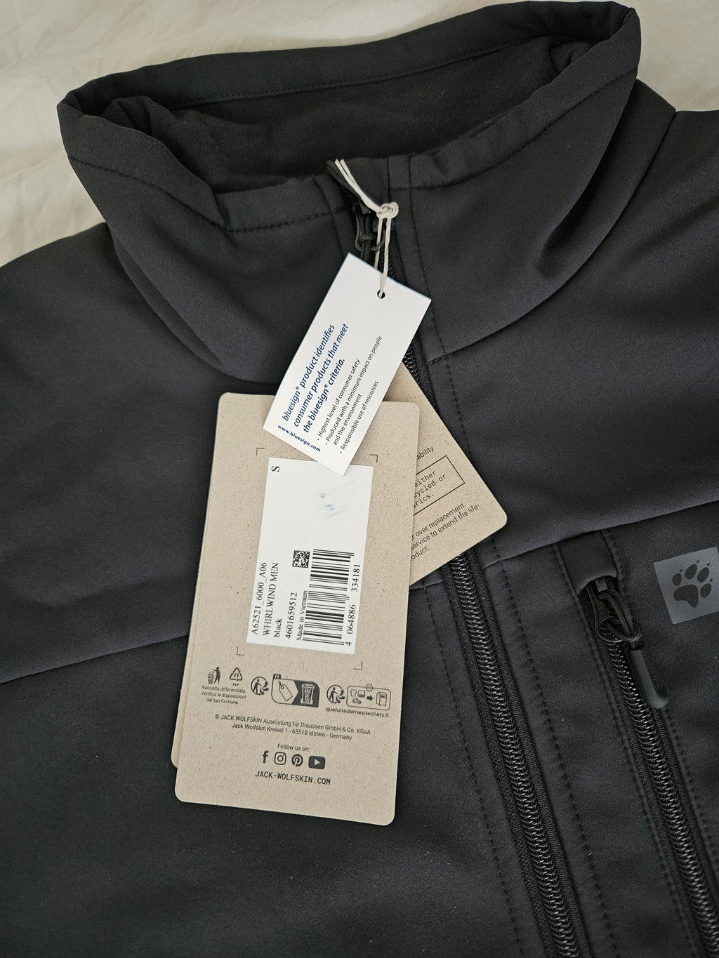 Jack Wolfskin Softshell-jacka Herr – Texshield | Fleecefoder | Svart | Ny med etiketter